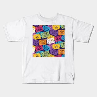 Brightly Colored Skulls Halloween pattern Kids T-Shirt